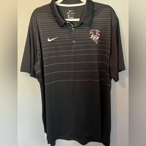 Nike Dri-Fit polo. Black/gray stripe. Atlanta Falcons logo. XL. Very nice!